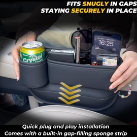 2 Packs Car Seat Gap Filler Organizer, Car Seat Organizer, Seat Gap Storage Box with Cup Holders for Drink, Car Leather Cup Holder Gap Bag Front Seat for Holding Phone, Sunglasses,Keys, cards(Red)