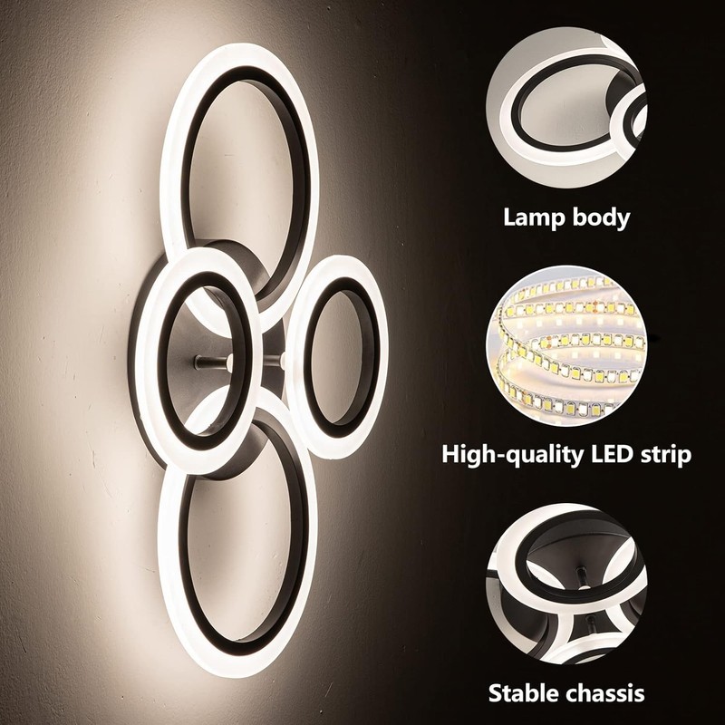 Shine LUEST 34W Modern LED Ceiling Light, 3000K-6000K Dimmable Ceiling