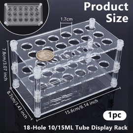 OLYCRAFT 18 Holes Acrylic Test Tube Rack 10/15ML Test Tube Display Stands 6mm Hole Labortory Display Racks Colorimetric Stand Tubes Rack for Centrifuge Tubes Chemistry - 15.6x8.7x7.8cm