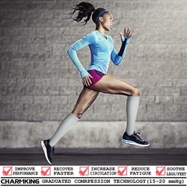 CHARMKING 6 Pairs-Compression Socks for Women & Men Circulation Best Support for Nurses, Running, Athletic,Flight Travel (Multi 35,L/XL)