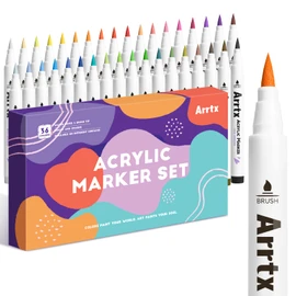 Arrtx Acrylic Pens for Stones Waterproof 36 Colours Pens Stones Painting Brush Tip Acrylic Marker for Painting Acrylic Marker for Painting, Ceramic, Glass, Wood, Metal, Canvas, DIY Photo Album