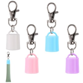 4pcs Chapstick Keychain Caps for Summer Fridays 0.5 oz Lip Balm Keychain, Creative Portable Lipgloss Holder Case Keyring, Practical Lip Gloss Key Chain Replacement Cap Accessories(4 Colors)