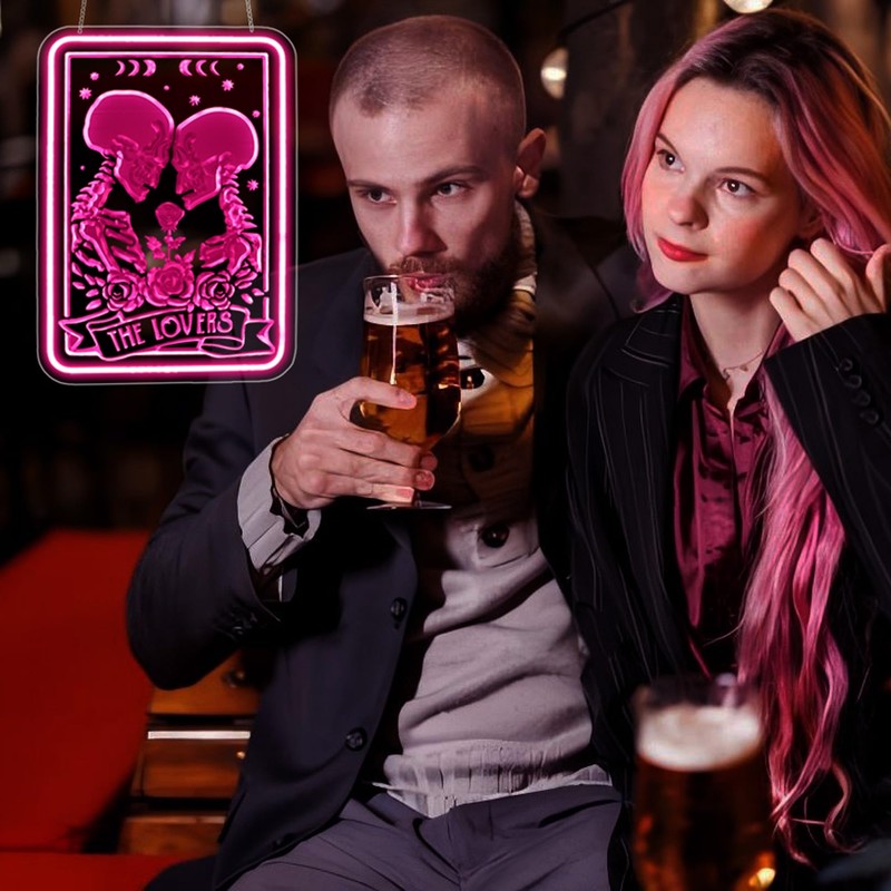Whfobfe Skeleton Lover Neon Sign Led Neon Lights Neon Signs