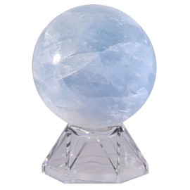 KYEYGWO Blue Celestite Crystal Ball with Acrylic Stand, Decorative Sphere for Witchcraft Fortune Teller Home Decor, 50-60 mm