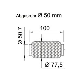 Ernst 460 02-6 Ernst 7x100 mm) Pipe Flexible 50 Without Connection Tube Flexible Pipe, exhaust system