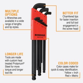 Bondhus 20599 0.050-3/8" & 1.5-10mm Stubby Ball End Hex Key DoublePK