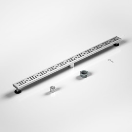 Bochni Linear Shower Drain 60" Brushed 304 Stainless Steel | with Drain Grate | Fast Drainage | Stainless Floor Drain Grate | Hair Strainer | Drain Key | The Upgrade for Your Bathroom