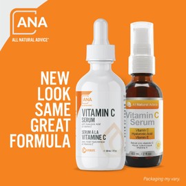 All Natural Advice Vitamin C Serum For Face with Hyaluronic Acid & Vitamin E – Facial Serum - Organic Face Care -Proud Canadian Company 60 ml