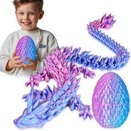 Surprise Dragon Egg with Dragon Inside – Gifts for Kids and Adults, 3D Printed Fidget Toy, Ideal for Christmas, Easter, Birthdays, Fun Desk Décor and Stress Relief(Purple, Large)