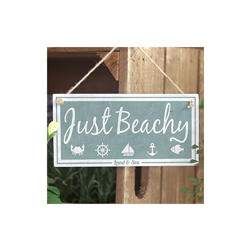 'Just Beachy (Land & Sea)'- Nautical Sign - Handmade Shabby