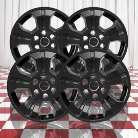 Brighter Design Set of 4 Black 5 Spoke 18" Wheel Skins for Chevy Silverado 1500 2014-2018