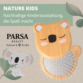 PARSA Beauty Nature Kids Bamboo Brush without Handle with Koala Print - Climate Neutral Hair Brush for Children without Pulling - Cute Koala Children's Hair Brush