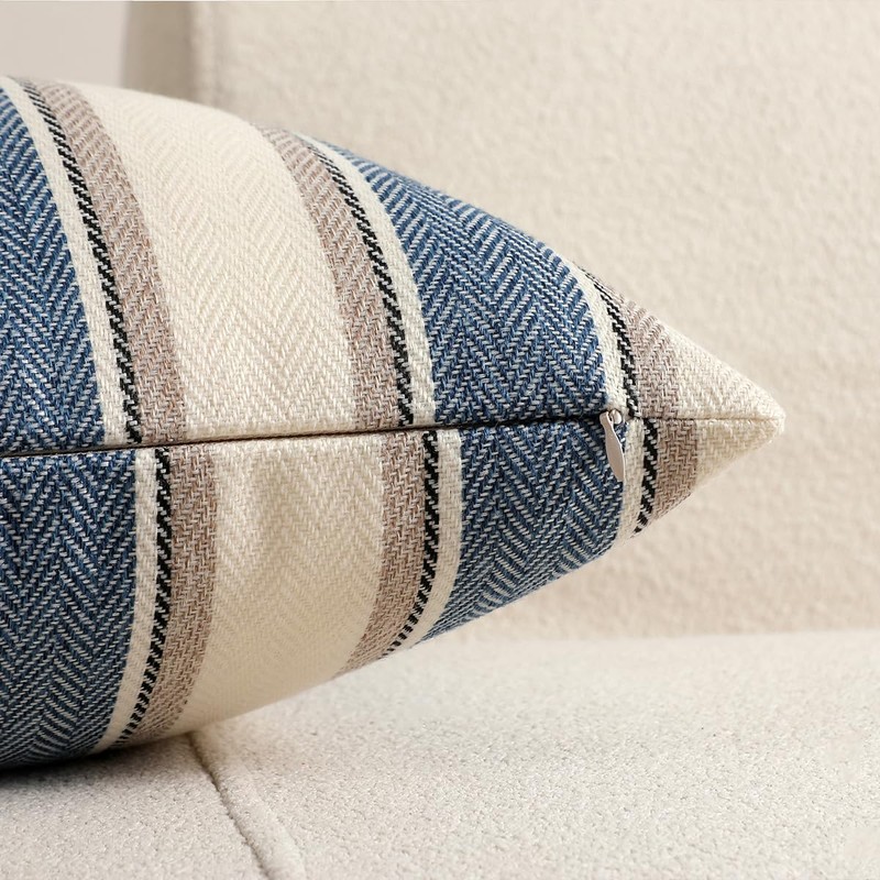FSZhenZuan Pack of 2 Cushion Covers 45x45cm Decorative Blue Striped