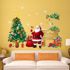 BESPORTBLE Christmas Wall Sticker Santa Claus Merry Christmas Wall Decals DIY PVC Removable Wall Stickers Murals for Home Decor Merry Christmas Decoration