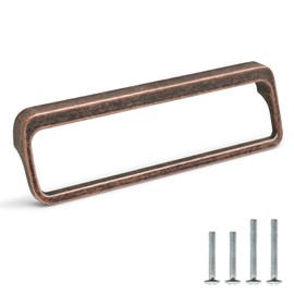 FURFITT 10 Pack Antique Copper Cabinet Pulls 5 Inch(128mm) Hole Center Solid Zinc Alloy Retro Red Bronze Handles for Drawer Dresser Vintage Kitchen Cupboard Bathroom Furniture Hardware