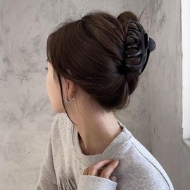 Fuyunohi Hair Clip, Black, Hair Clip, Large, Set of 2, Hair Claw, Barrette, Firm, High Volume, Hair Arrangement, Hair Clip, Adult, Simplified, Stylish, Non-Trace, Hair Clip, Accessories, Tortoise