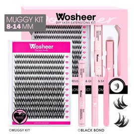 Wosheer Muggy Kit US STOCKING Cat Eye DIY Lash Cluster Kit Lash Bond&Seal Remover Lash Tweezer for DIY Eyelash Extension at Home For Girl Make up Makeup Cosmetic Eyelashes Extensions:_Only Matte Lash