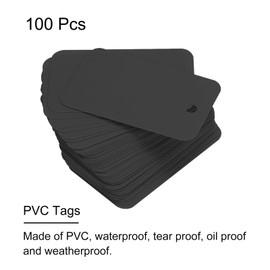 sourcing map Waterproof Wires Plastic Shipping Tags,for Product Identification Tags,Valve Marking,Outdoor Tagging,1.2 x 2 Inch Inch Black 100Packs