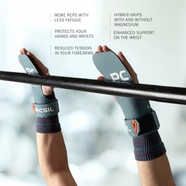PICSIL Phoenix Grips+ Wrist Pads + Carry Bag, Magnesium Free, Grip on All Surfaces and All Bar Types, Designed for All Athletes (Aqua, G+)