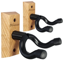 Guitar Wall Mount 2 Pack, Ash Hardwood Guitar Hanger, U-Shaped Guitar Wall Hanger Mount, Guitar Holder Hook Stand Wall for Acoustic, Electric Guitar, Banjo, Bass, Gift for Guitar Player Men Boy