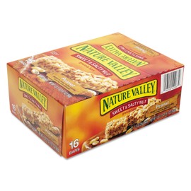 Nature Valley SN42067 Nut Granola Bars, Sweet/Salty, 1.2oz, 16/BX, Peanut
