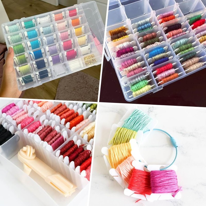SUNNYCLUE 1 Box 100Pcs Embroidery Floss Bobbins Embroidery Floss Organizer