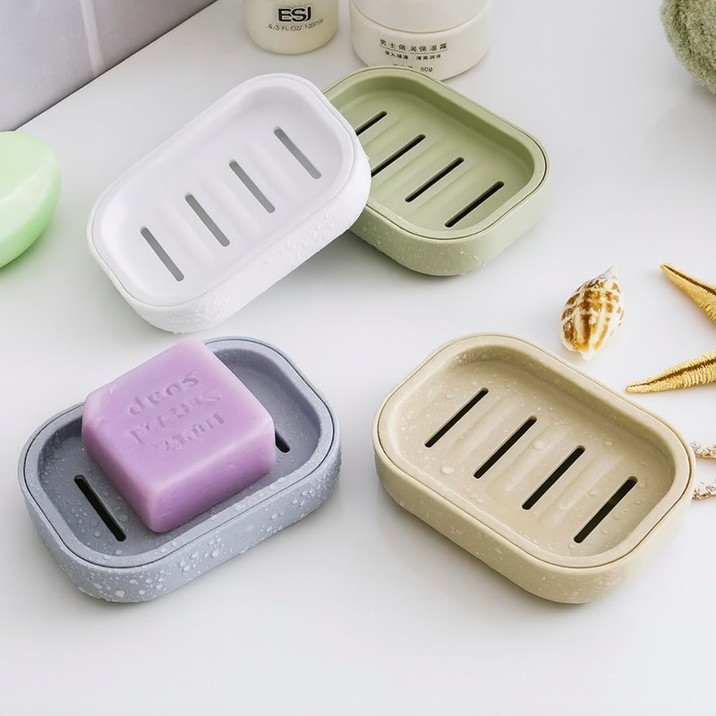 2-Pack Soap Dish with Drain Plastic Sponge Holder Easy Cleaning