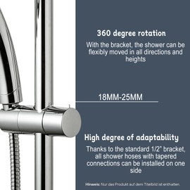 Shower Head Holder,WideSmart 2 Pcs Hand Shower Holder Adjustable Shower Holder Bracket Replacement 360° Rotation Sprayer Holder Suitable for Slide Bar for Shower Rods with Outer Diameter of 18-25 mm