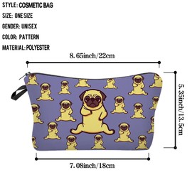 Livel lhood Yoga Pug Makeup Bag Cute Small Organizer Zipper Pouch Yoga Pug Cosmetic Bag Birthday Present for Women Friends