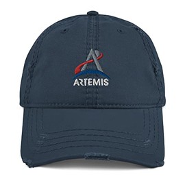 MTN TOOL Artemis Distressed Dad Hat, NASA Hat, NASA Gift Navy