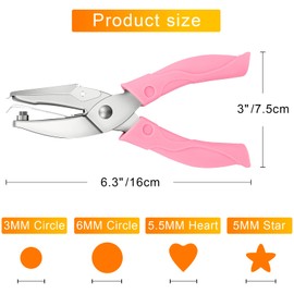 4 Pack Handheld Hole Paper Punch Kit,Single Hole Punch, Heart and Star Hole Punch, Rubber Handled, 1/4 Inch Metal Paper Punch for Envelopes,Greeting Cards,Punch 2-8 A4 Sheets of Paper at One Time