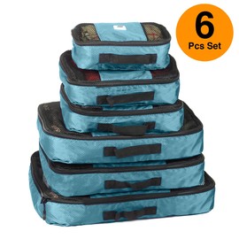 ANSIO Packing Cubes for Suitcase, Travel Luggage Organiser Set, Travel Cubes, Suitcase Organiser bags, Value Set for Travel and Home Storage, Small, Medium, Large, XL - (6 Piece Set)- Teal
