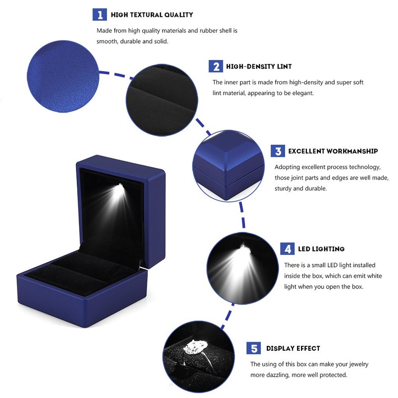 Ring Case LED Light Ring Box 4 Color Gift Box