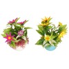 2pcs Artificial Aquarium Plants Silicone Flowers Reusable Resin Pots Fish