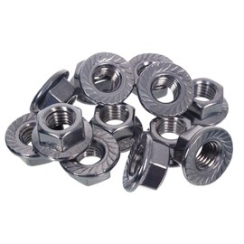 NAJDER Hex Flange Nuts M6 Pack of 100 Hex Nuts Flange Nuts Stainless Steel A2 Corrosion Resistant Serrated Polished DIN 6923 AISI 304 X5CrNi18-10 1.4301