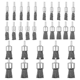 Mixiflor 30 Pack Wire End Brush Set, Wire Brush for Drill ,6 Sizes 0.012"Crimped Wire Wheel for Drill 1/4 Inch Shank, for Drill Attachment