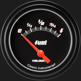 VS214BBLF Velocity Black 2 5/8" Fuel Gauge, 0-30 ohm