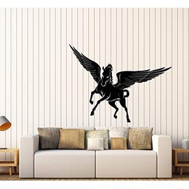 Vinyl Wall Decal Fantasy Beast Pegasus Horse Wings Stickers Large Decor (3297ig) Black