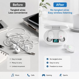 Wireless Bluetooth Earbuds for Calls & Music – TWS Earphones with Charging Case for Travel, Work & Daily Use