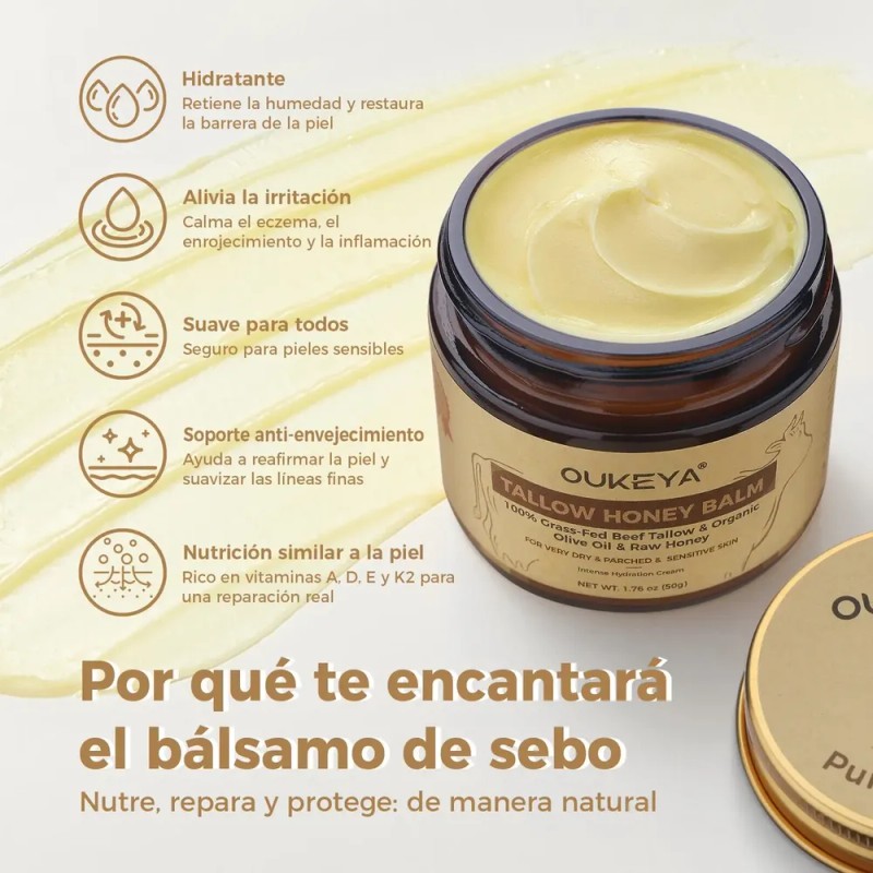 Crema Facial Con Manteca De Res Y Miel 100% Natural