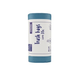 IDEA HOME - Pack of 20 LDPE Bin Bags, Rubbish Bags, Waste Sacks Disposal, Waste Separation, Strong Blue, 35 L