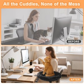 NEVESYKCUL Cat Desk Bed,Cat Desk Perch Hammock for Workspace - Adjustable Rotating Soft Kittens Bed for Home Office with Removable & Washable Cover, Cats Bed Desk Mount Hold UP to 50LBS, Black