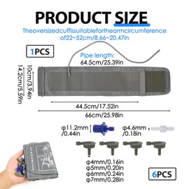 pulsera extragrande de repuesto para presión arterial de calidad compatible con monitores Omron BP de 22 a 52 cm, brazo grande, puño ajustable de presión arterial XL incluye interfaz de 6 tamaños para