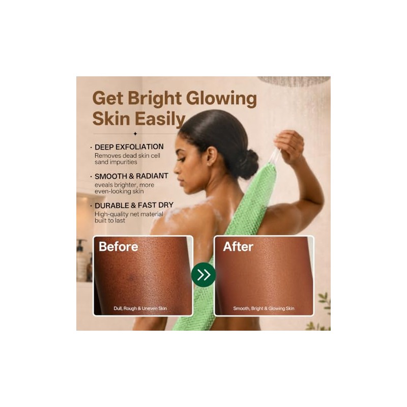 Esponja de red africana para la ducha, 2 esponjas exfoliantes