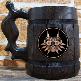 Zelda Majora’s Mask Beer Mug, The Legend of Zelda Beer Stein, LoZ Gamer Gift, Super Smash Bros Tankard, Gift for Men, Gift for Him