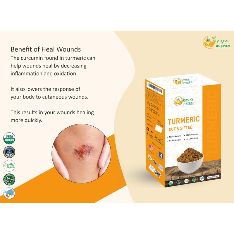 Herbs Botanica Turmeric Root Cut and Sifted 1/2 Lb /