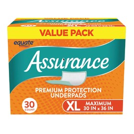 Goodscious Equate Assurance Unisex Premium Quilted Underpad - Incontinence Pads Absorbent Protective Bed Covers for Kids, Adults, Elderly Maximum Absorbency, XL, 30 Count White