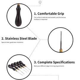 Leather Edge Beveler, Steel Blade Leather Skiving Tool Ebony Handle DIY Leather Beveling Cutting Tools Edge Trimmer(1.8mm)