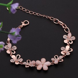 FRCOLOR Women Bracelets Flower Plated Bracelet Floral Bracelet Rose Gold Flower Bracelet Rose Gold Beads Bracelet Bracelets for Women Bracelet for Women Ladies Bracelets Alloy Miss