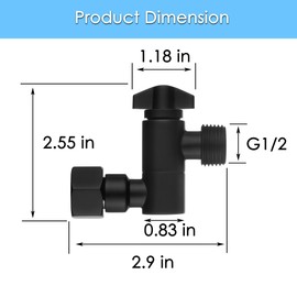 Senhozi Matte Black Shower Arm, Shower Head Elbow Adapter, Shower Head Adapter for Fixed and Rain Shower Head, SE002BK